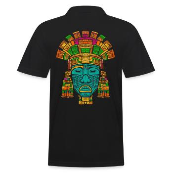 Aztec God Ancient Mythology Tlaloc - Men's Polo Shirt - black - Back - Kai (181cm)