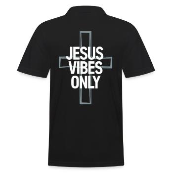 Jesus Vibes Only Christliche Jesus Schwingungen - Männer Poloshirt - Schwarz - Hinten - Kai (181cm)