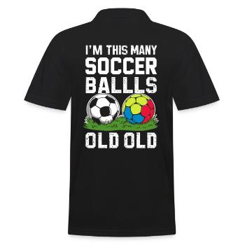 2nd Birthday Football - Men's Polo Shirt - black - Back - Kai (181cm)