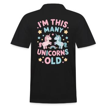 Ich Bin So Viele Einhörner Alt - Männer Poloshirt - Schwarz - Hinten - Kai (181cm)
