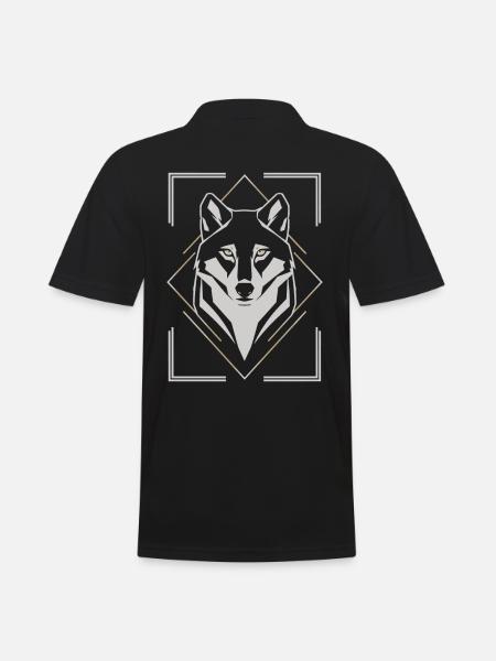 Stylish Wolf Head Geometric - Men's Polo Shirt - black