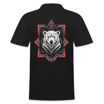 Geometric Polar Bear Head Artwork - Men's Polo Shirt - black - Back - Kai (181cm)