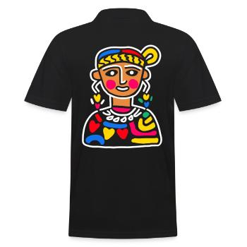 Aztec God Ancient Mythology Coatlicue Colorful - Men's Polo Shirt - black - Back - Kai (181cm)