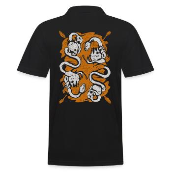Aztec God Ancient Mythology Coatlicue Skull - Men's Polo Shirt - black - Back - Kai (181cm)