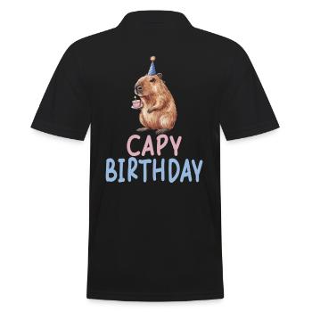 Capy Birthday Lustiges Capybara Geburtstagsmotiv - Männer Poloshirt - Schwarz - Hinten - Kai (181cm)