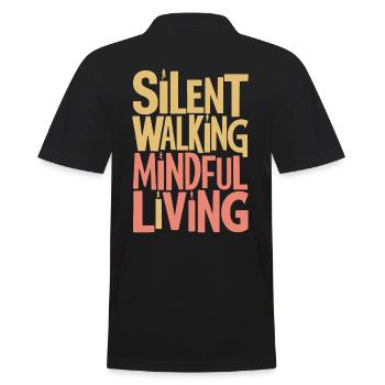 Silent Walking Achtsames Leben Mindful Living - Männer Poloshirt - Schwarz - Hinten - Kai (181cm)