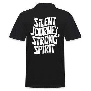 Stille Reise, Starker Geist - Silent Walking - Männer Poloshirt - Schwarz - Hinten - Kai (181cm)