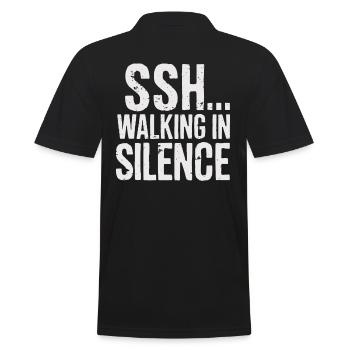 SSH... Silent Walking In Stille Genießen - Männer Poloshirt - Schwarz - Hinten - Kai (181cm)