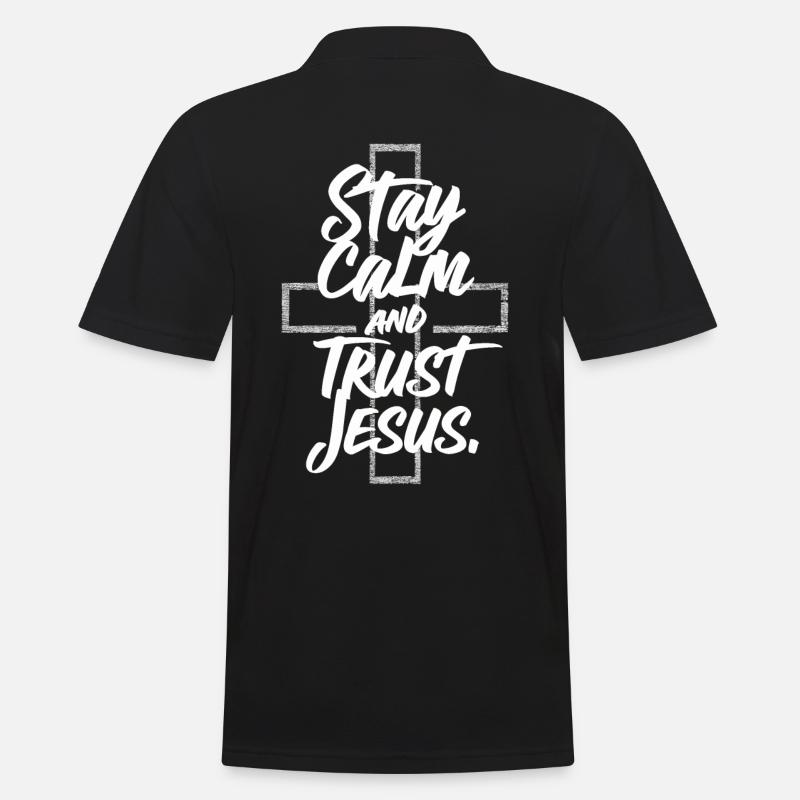Restez calme et faites confiance à la déclaration chrétienne de Jésus - Polo Homme - noir