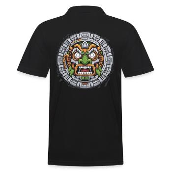 Aztec God Ancient Mythology Tonatiuh Face - Men's Polo Shirt - black - Back - Kai (181cm)