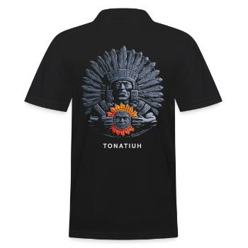 Aztec God Ancient Mythology Tonatiuh with - Men's Polo Shirt - black - Back - Kai (181cm)