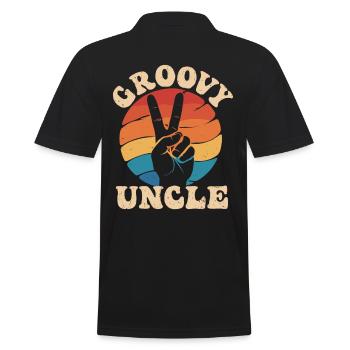 Groovy Onkel Retro Peace Handzeichen - Männer Poloshirt - Schwarz - Hinten - Kai (181cm)