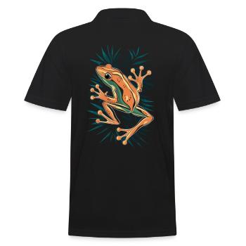 Coqui Frog Puerto Rico Artwork - Men's Polo Shirt - black - Back - Kai (181cm)