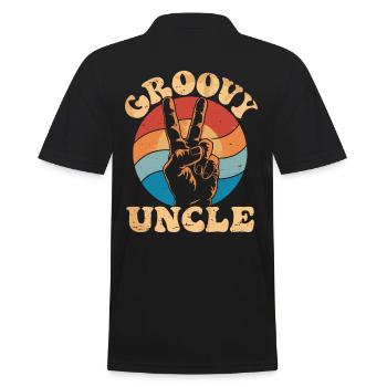 Groovy Onkel Retro Vibes Mit Peace Zeichen - Männer Poloshirt - Schwarz - Hinten - Kai (181cm)