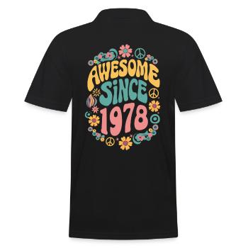 Awesome Since 1978 Blumen Hippie Geboren Jahr 1978 - Männer Poloshirt - Schwarz - Hinten - Kai (181cm)