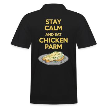 Stay calm and eat Chicken Parm Italian - Men's Polo Shirt - black - Back - Kai (181cm)