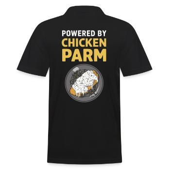 Powered By Chicken Parm Italienisches Essen - Männer Poloshirt - Schwarz - Hinten - Kai (181cm)