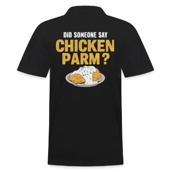 Quelqu’un a-t-il dit poulet parm ? Poulet Parme - Polo Homme - noir - Dos - Kai (181cm)