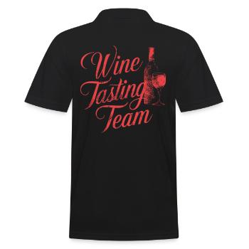 Weinverkostung Team Grafik Design - Männer Poloshirt - Schwarz - Hinten - Kai (181cm)