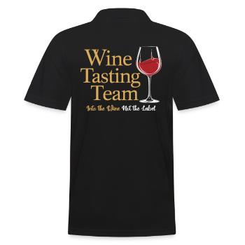 Weinverkostung Team - Ins Wein Nicht das Etikett - Männer Poloshirt - Schwarz - Hinten - Kai (181cm)