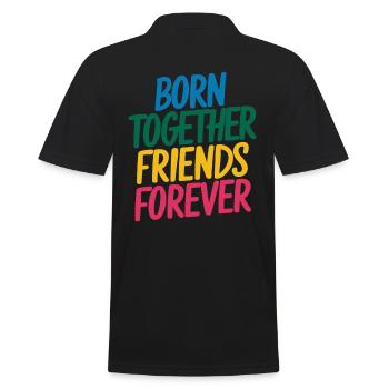 Gemini - Born Together Friends Forever - Men's Polo Shirt - black - Back - Kai (181cm)