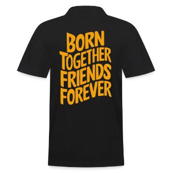 Born Together Friends Forever - Men's Polo Shirt - black - Back - Kai (181cm)