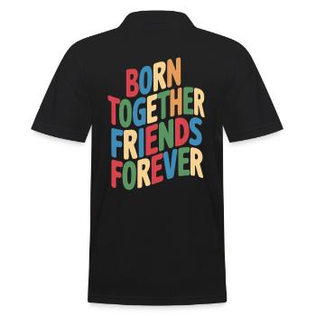 Twin Born Together Friends Forever - Männer Poloshirt - Schwarz - Hinten - Kai (181cm)