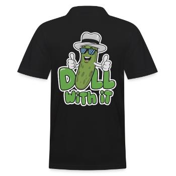 Cucumber Joke Dill With It Funny Design - Men's Polo Shirt - black - Back - Kai (181cm)