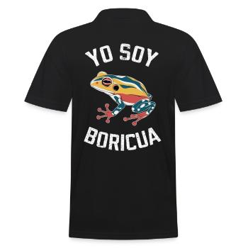 Yo Soy Boricua Buntes Froschmotiv für Puerto - Männer Poloshirt - Schwarz - Hinten - Kai (181cm)