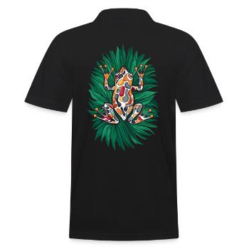 Coqui Frog Puerto Rico Tropical Artwork - Men's Polo Shirt - black - Back - Kai (181cm)