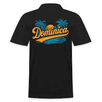 Dominica Souvenir – Tropische Palmen und - Männer Poloshirt - Schwarz - Hinten - Kai (181cm)