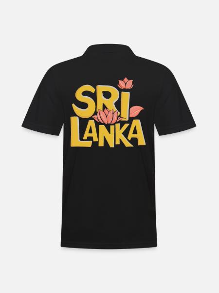 Sri Lanka Souvenir Blossoms Design - Men's Polo Shirt - black