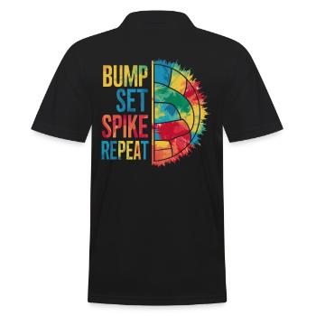 Volleyball Volleyballer Bump Set Spike Repeat - Männer Poloshirt - Schwarz - Hinten - Kai (181cm)