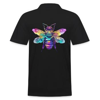 Colorful bee with rainbow wings - Men's Polo Shirt - black - Back - Kai (181cm)
