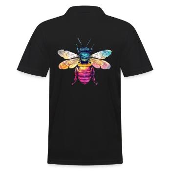 Colorful bee artwork with rainbow colors - Men's Polo Shirt - black - Back - Kai (181cm)