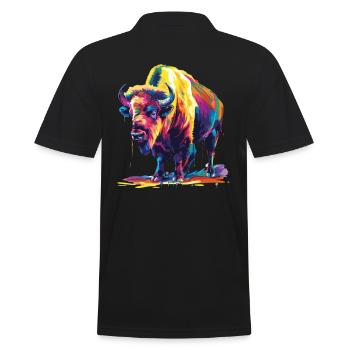Buffalo Rainbow Drippin Colorful Buffalo Art - Men's Polo Shirt - black - Back - Kai (181cm)