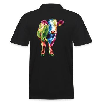 Bunte Kuh Regenbogen Farbiges Kunstwerk - Männer Poloshirt - Schwarz - Hinten - Kai (181cm)