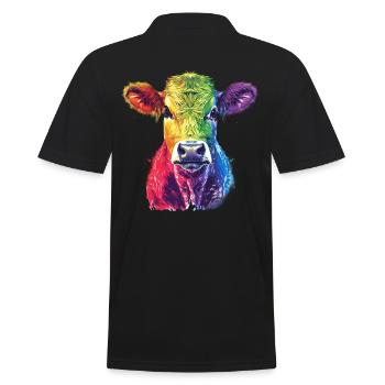 Bunte Regenbogen-Kuh Kunstwerk - Männer Poloshirt - Schwarz - Hinten - Kai (181cm)