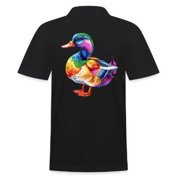 Bunter Ente Illustration Natur Kunst Design - Männer Poloshirt - Schwarz - Hinten - Kai (181cm)