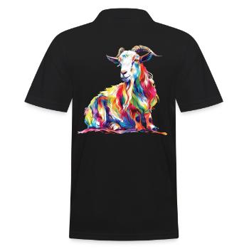 Colorful goat head artwork for nature and - Men's Polo Shirt - black - Back - Kai (181cm)