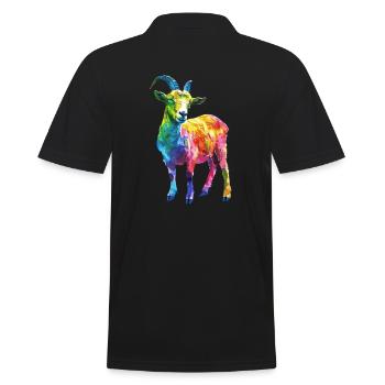 Colorful Goat Abstract Art for Animal Lovers - Men's Polo Shirt - black - Back - Kai (181cm)