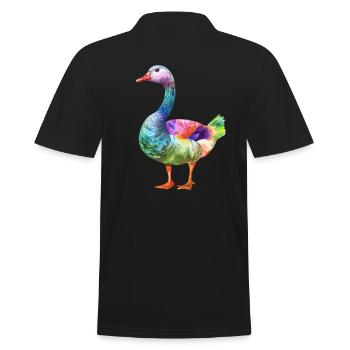 Bunte Ente Aquarell Kunstwerk - Männer Poloshirt - Schwarz - Hinten - Kai (181cm)