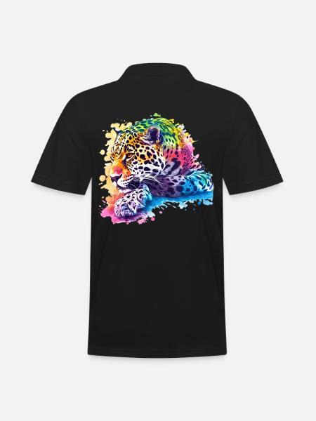 Bunter Leopard Kunstwerk für Wildtierliebhaber - Männer Poloshirt - Schwarz