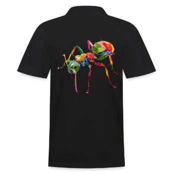 Bunte Ameise Pop Art Stil - Männer Poloshirt - Schwarz - Hinten - Kai (181cm)
