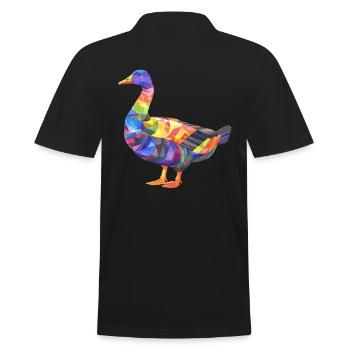 Bunte Gans Geometrisches Kunstwerk - Männer Poloshirt - Schwarz - Hinten - Kai (181cm)