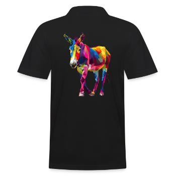 Bunter Esel Pop-Art Stil - Männer Poloshirt - Schwarz - Hinten - Kai (181cm)