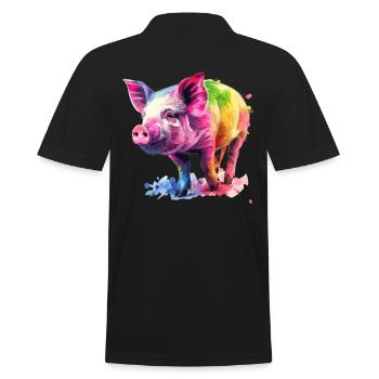 Cochon Coloré Aquarelle Oeuvre Coloré - Polo Homme - noir - Dos - Kai (181cm)