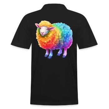 Regenbogenschaf Farmtier für Tierliebhaber - Männer Poloshirt - Schwarz - Hinten - Kai (181cm)