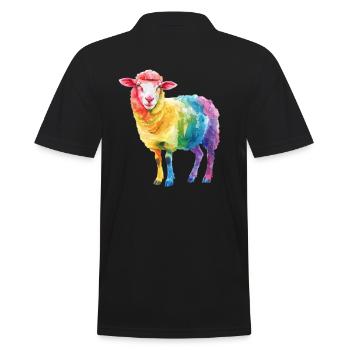 Hirten Schaf Bauernhof Tier Regenbogen Schaf - Männer Poloshirt - Schwarz - Hinten - Kai (181cm)