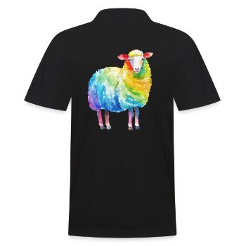 Buntes Schaf - Rainbow Sheep Farm Animal Farmer - Männer Poloshirt - Schwarz - Hinten - Kai (181cm)